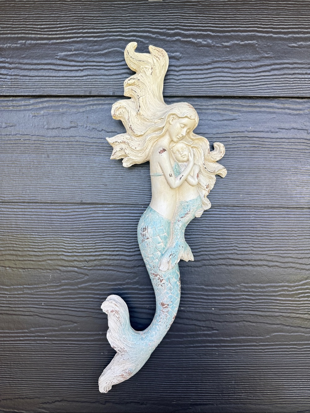 Decorative Blue Cream Mermaid Wall Accent - Unbranded